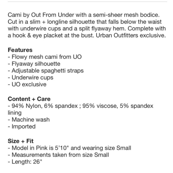 NWT Out From Under Carly Girl Crush Longline Flyaway Cami size medium - Picture 16 of 16